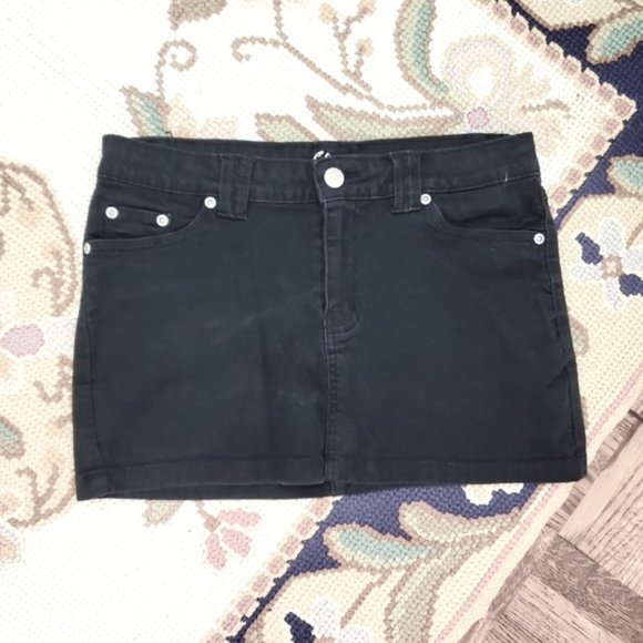 Vintage Y2K Black Denim Micro Skirt - Picture 9 of 14